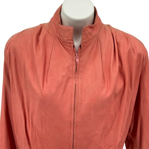 Remy Pleated Leather Jacket Womens SZ S Pink Retro Vintage Barbiecore 80s VTG - Picture 4 of 12
